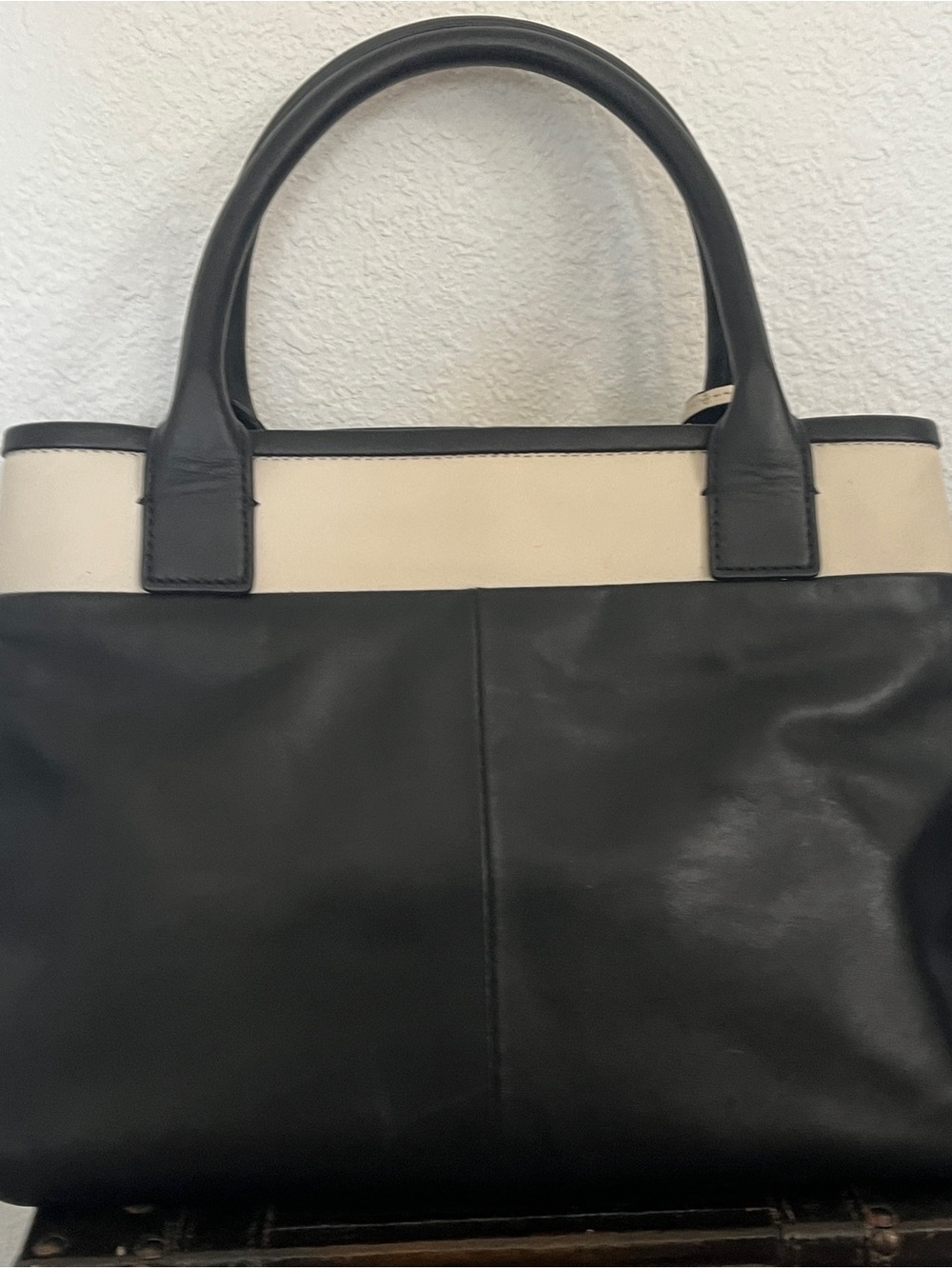 kate spade Black and Cream Leather Top-Handle Satchel - Picture 13 of 14
